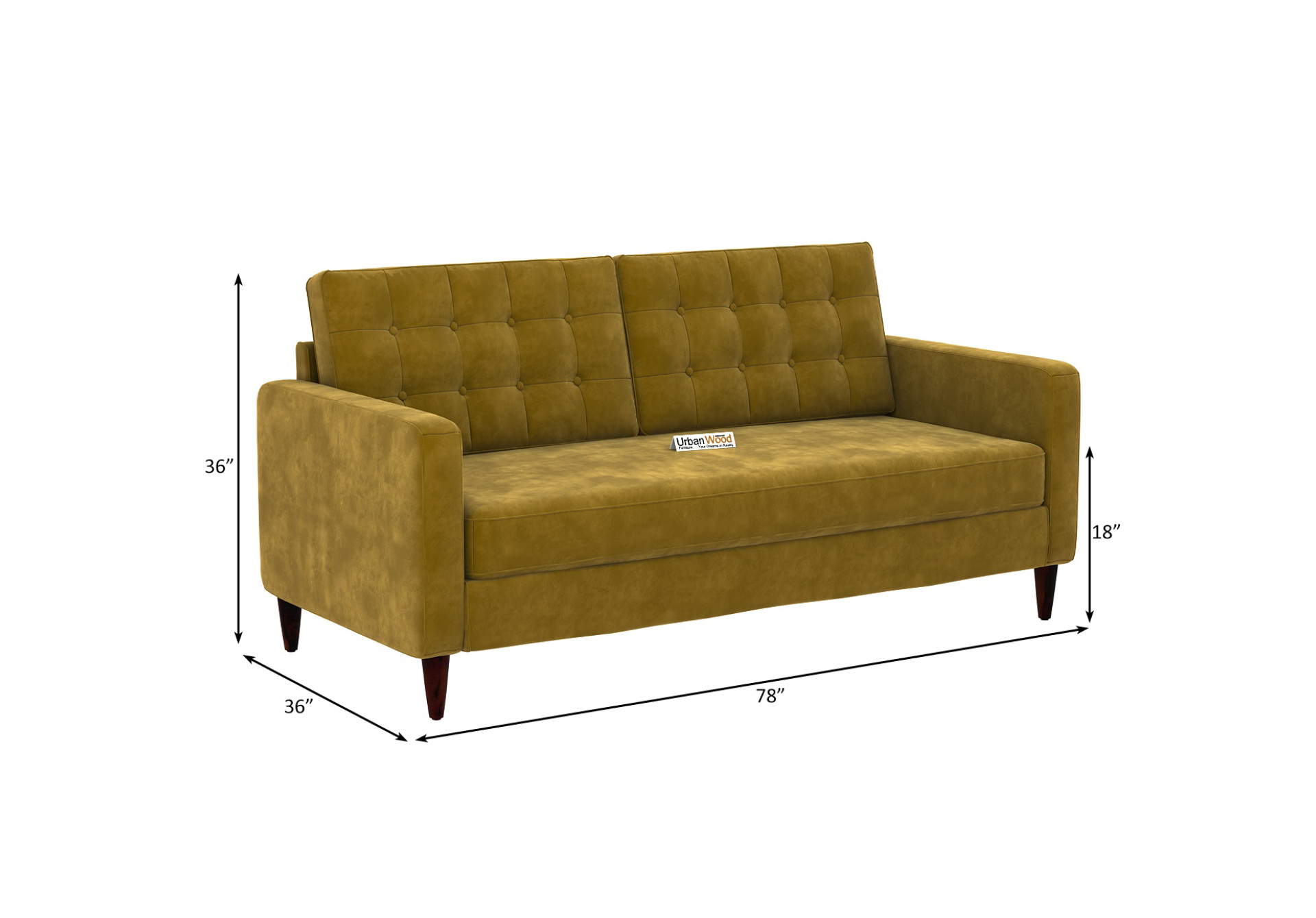 Hamper 3+1+1 Seater Fabric Sofa (Velvet, Amber Gold)