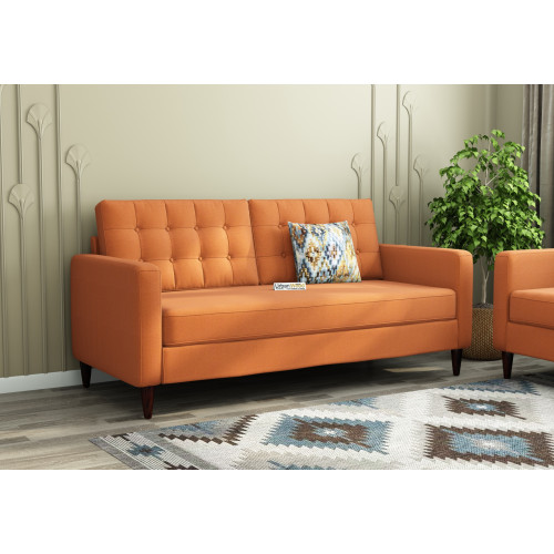 Hamper 3 Seater Fabric Sofa (Cotton, Diana Orange)