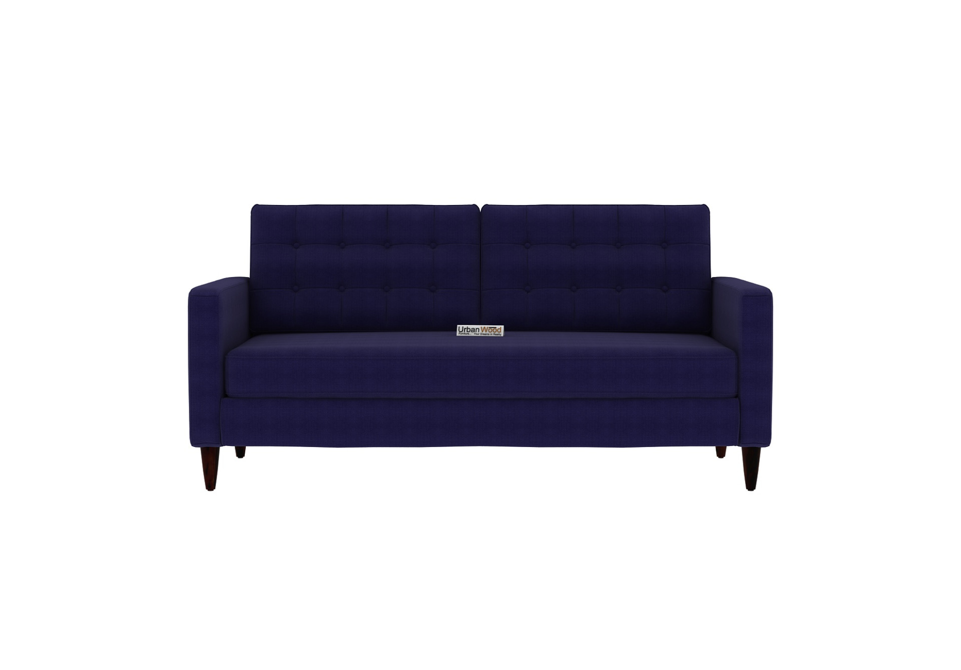 Hamper 3 Seater Fabric Sofa (Cotton, Navy Blue)