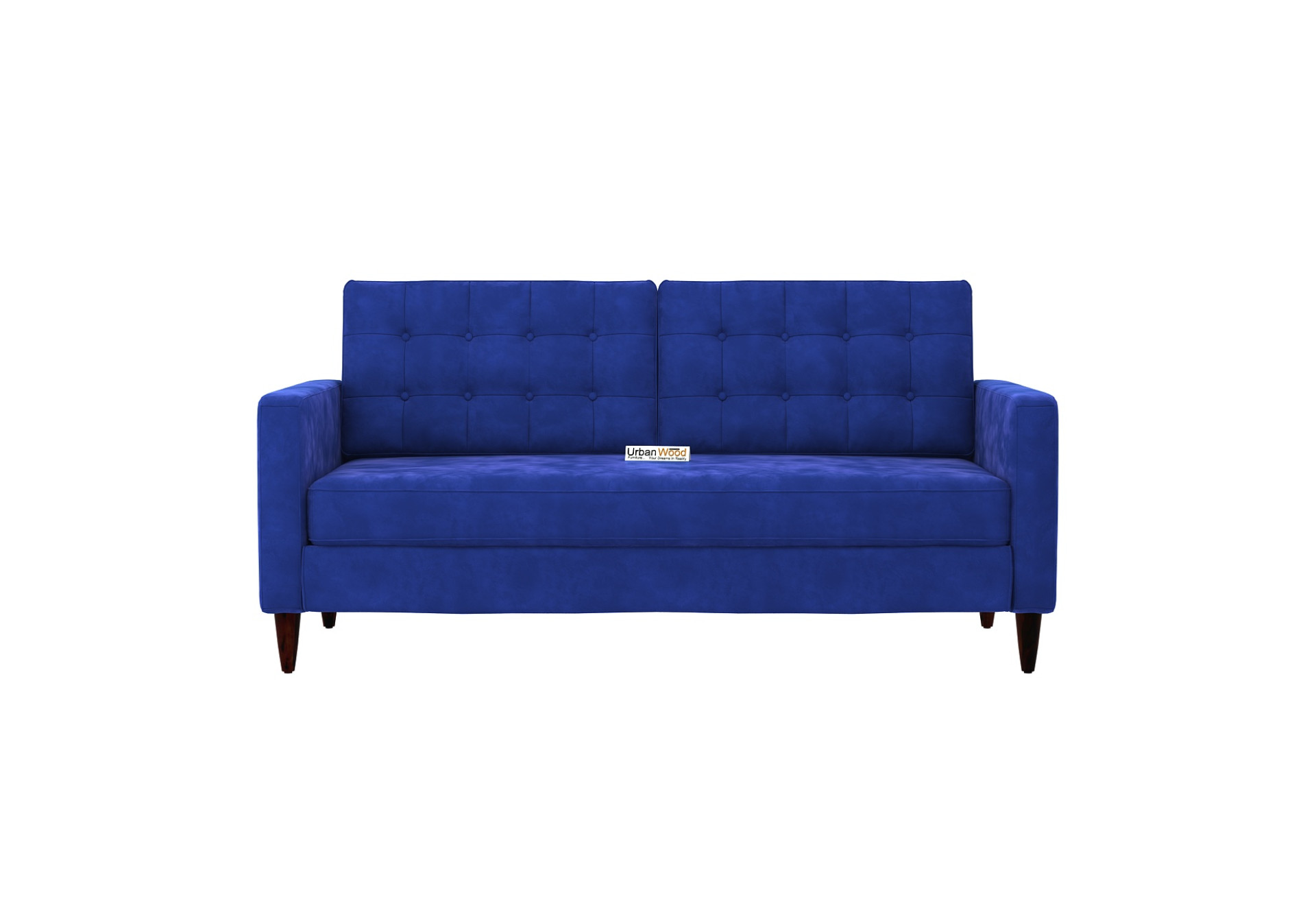 Hamper 3 Seater Fabric Sofa (Velvet, Sapphire Blue)