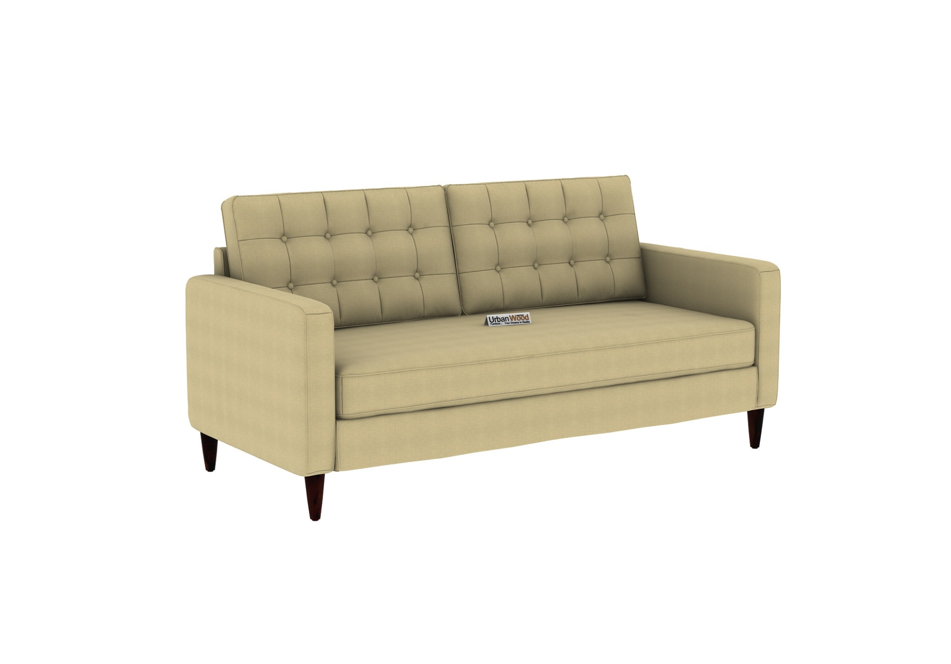 Hamper 3 Seater Fabric Sofa (Cotton, Sepia Cream)
