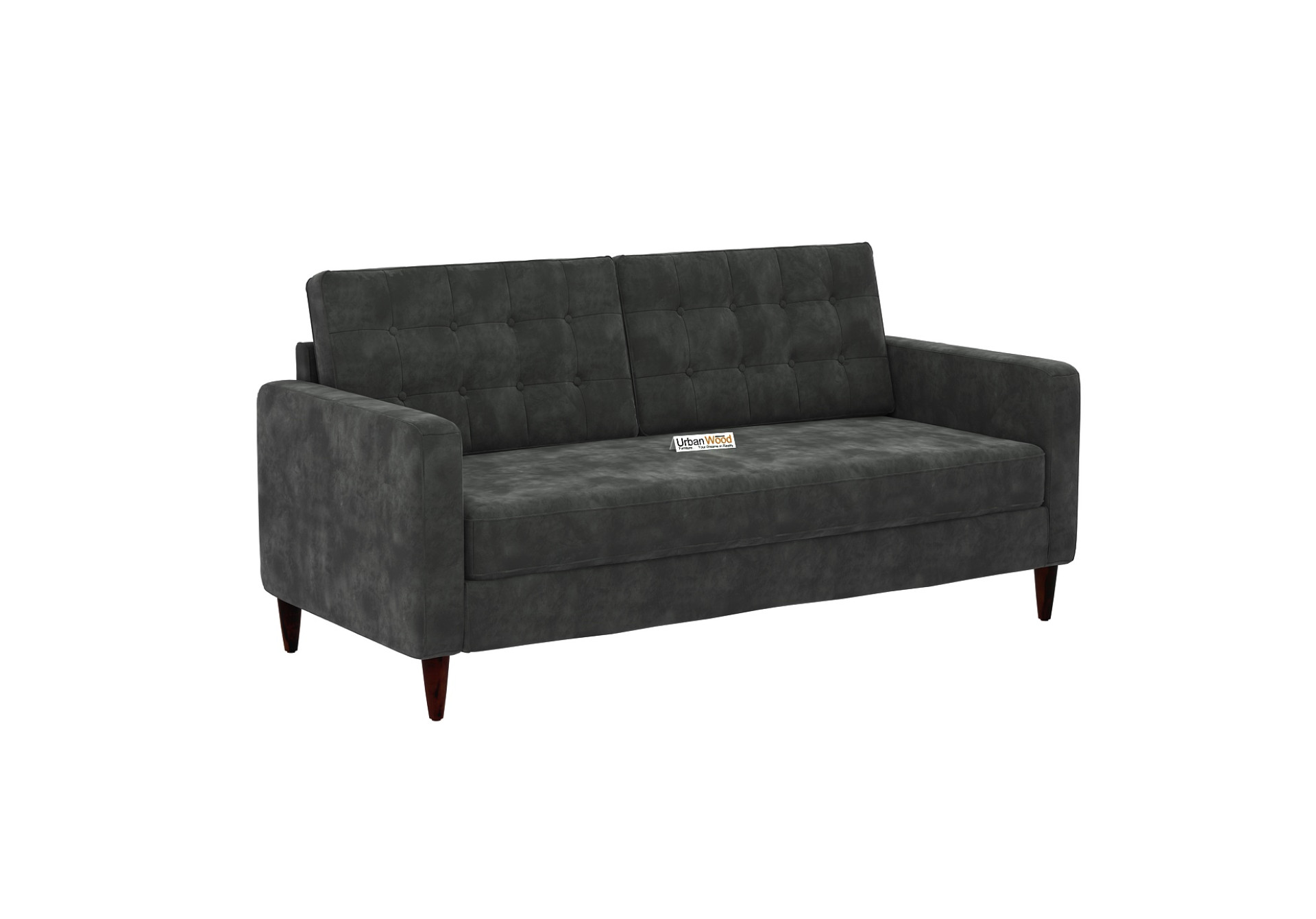 Hamper 3 Seater Fabric Sofa (Velvet, Stone Gray)
