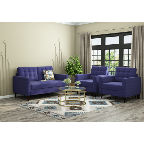 Hamper 2+1+1 Seater Fabric Sofa (Cotton, Navy Blue)