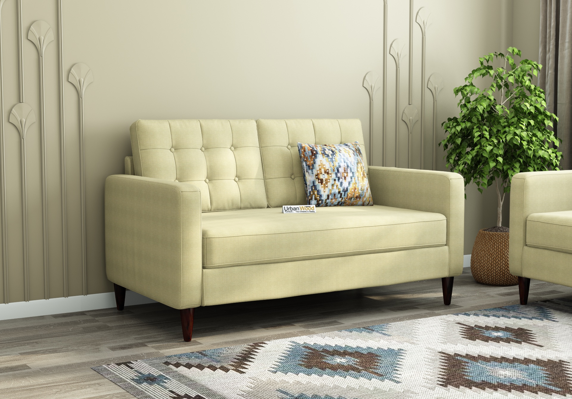 Hamper 2+1+1 Seater Fabric Sofa (Cotton, Sepia Cream)