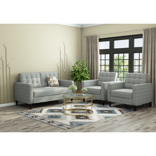 Hamper 2+1+1 Seater Fabric Sofa (Cotton, Steel Grey)