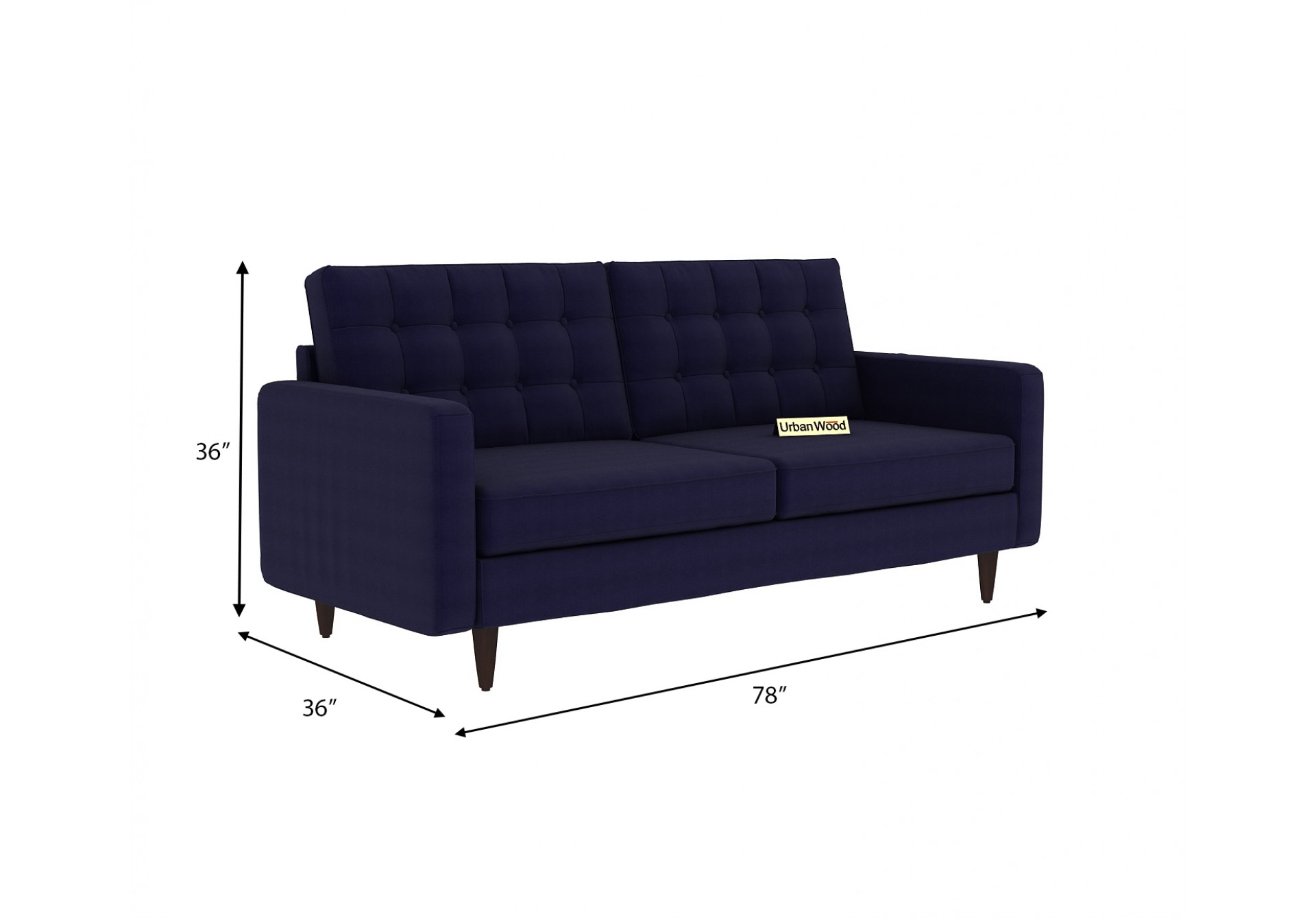 Hamper 3 Seater Sofa (Cotton, Navy blue)