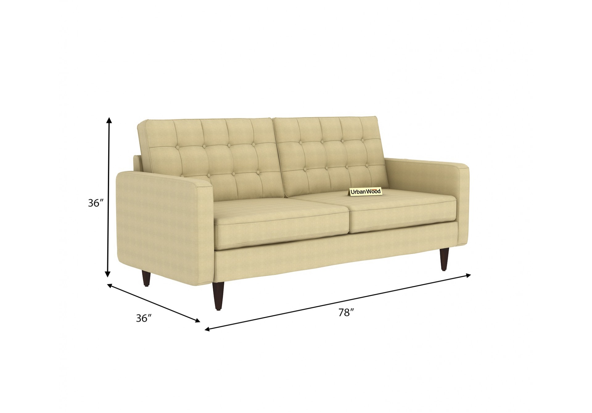 Hamper 3 Seater Sofa (Cotton, Sepia Cream)