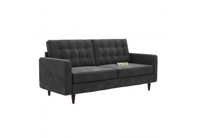 Hamper 3 Seater Sofa (Velvet, Stone gray)