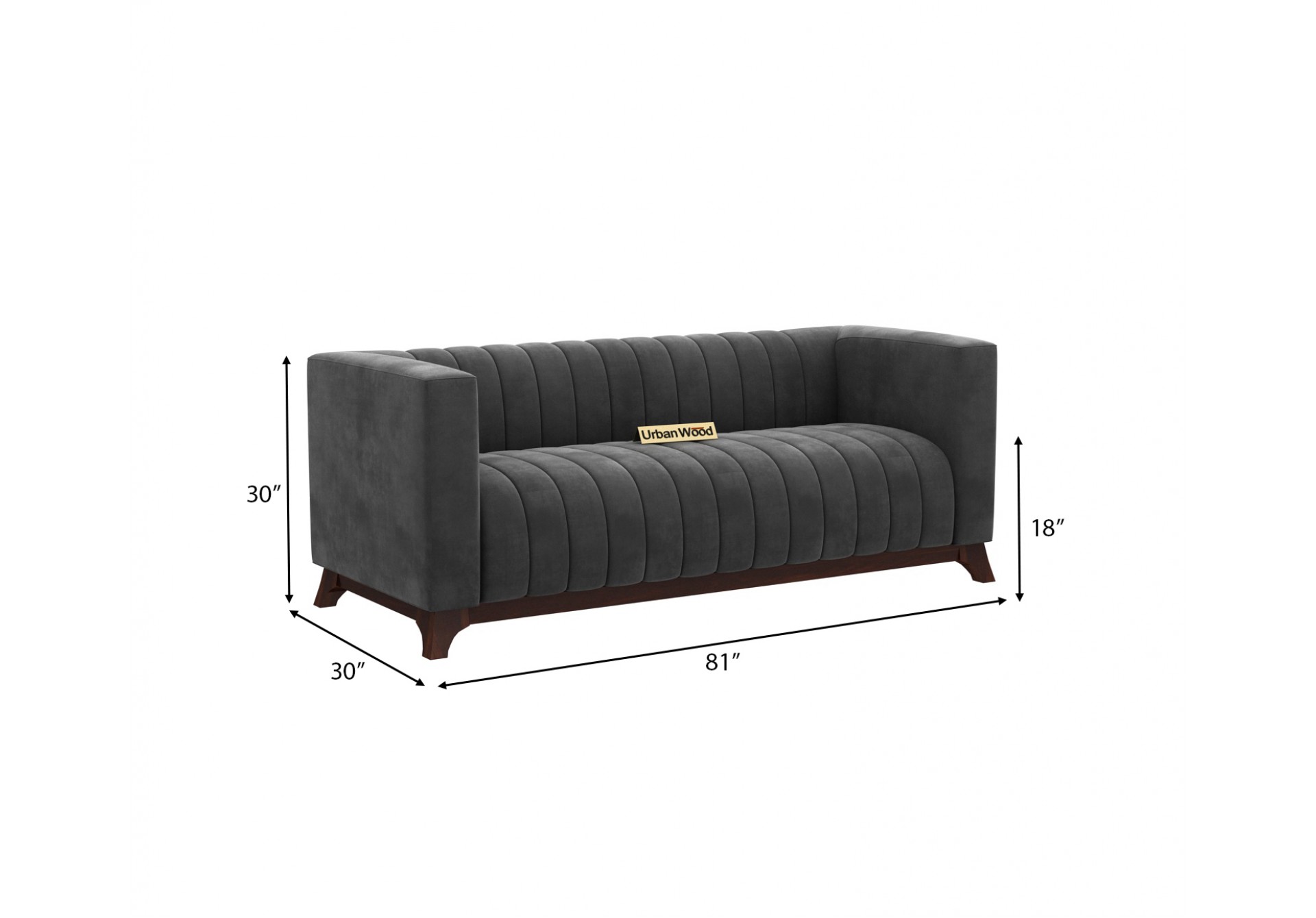 Lotus 3 Seater Sofa ( Velvet, Stone Grey )