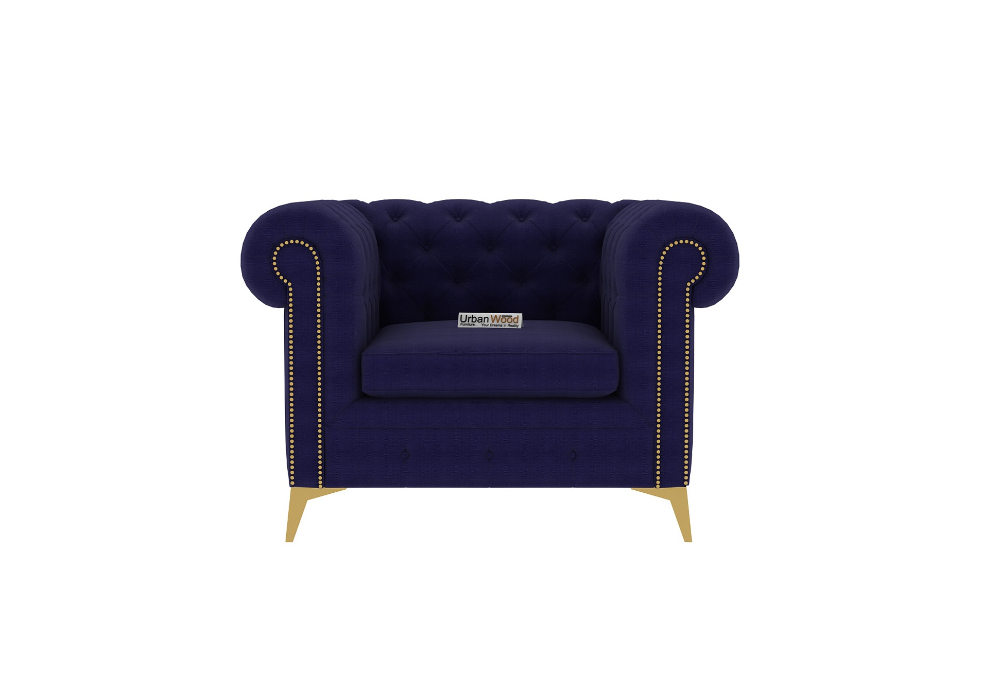 Regal 1 Seater Fabric Sofa (Cotton, Navy Blue)