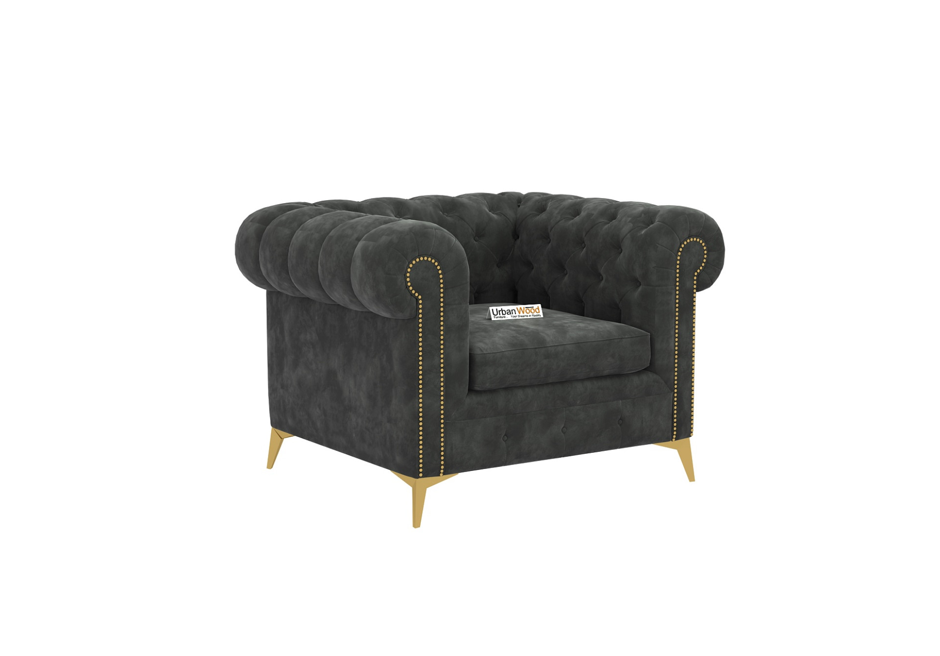 Regal 3+1+1 Seater Fabric Sofa (Velvet, Stone Grey)