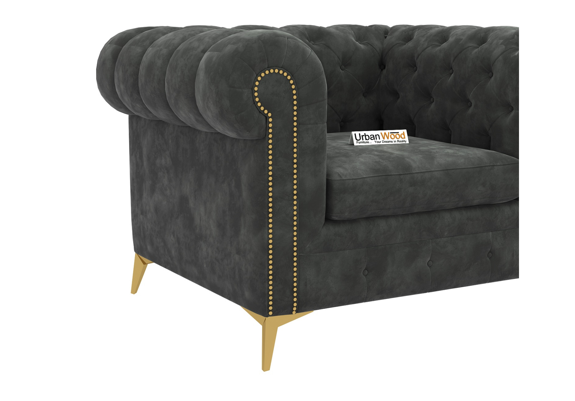 Regal 2+1+1 Seater Fabric Sofa (Velvet, Stone Grey)