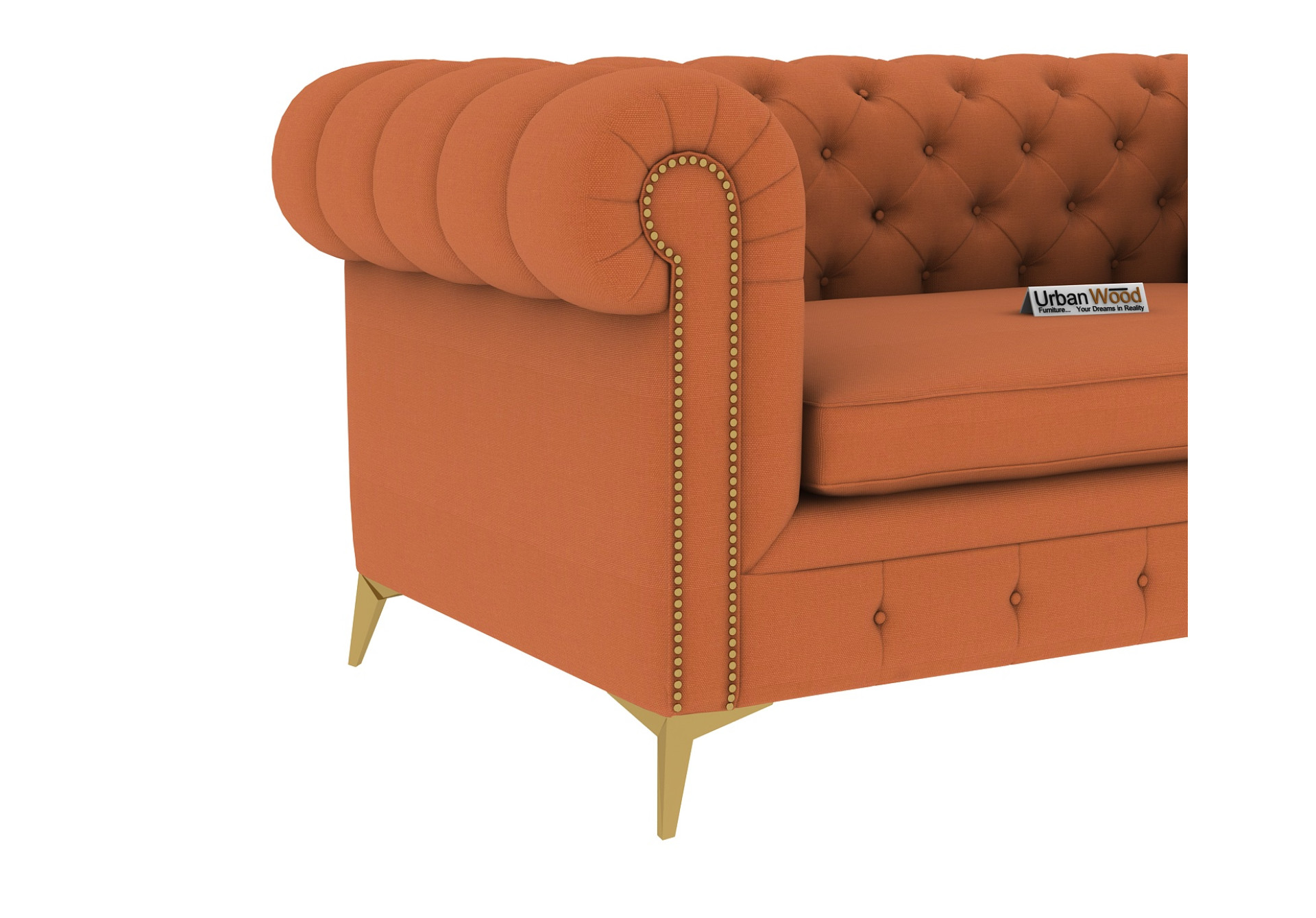 Regal 2 Seater Fabric Sofa (Cotton, Diana Orange)
