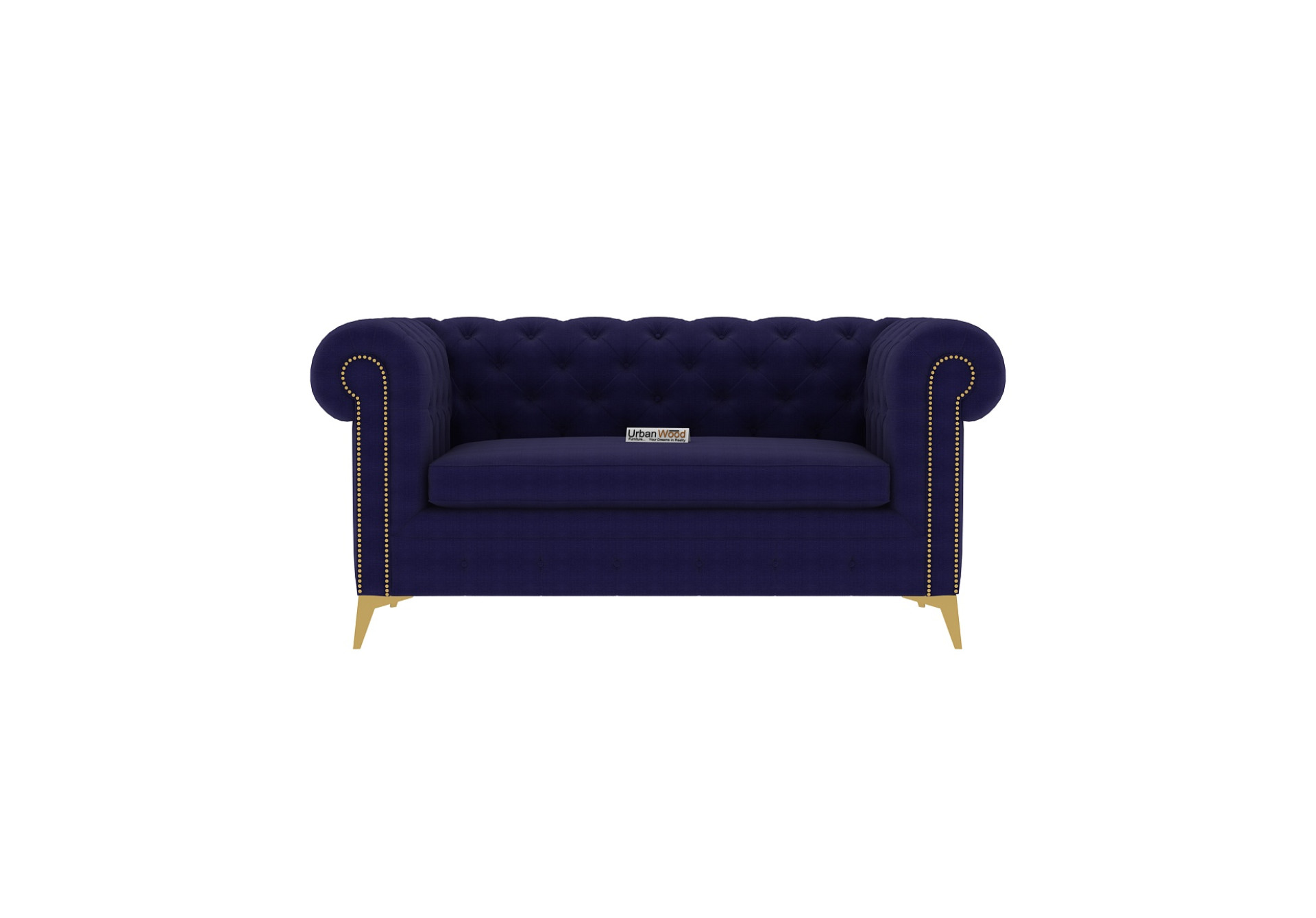 Regal 2 Seater Fabric Sofa (Cotton, Navy Blue)
