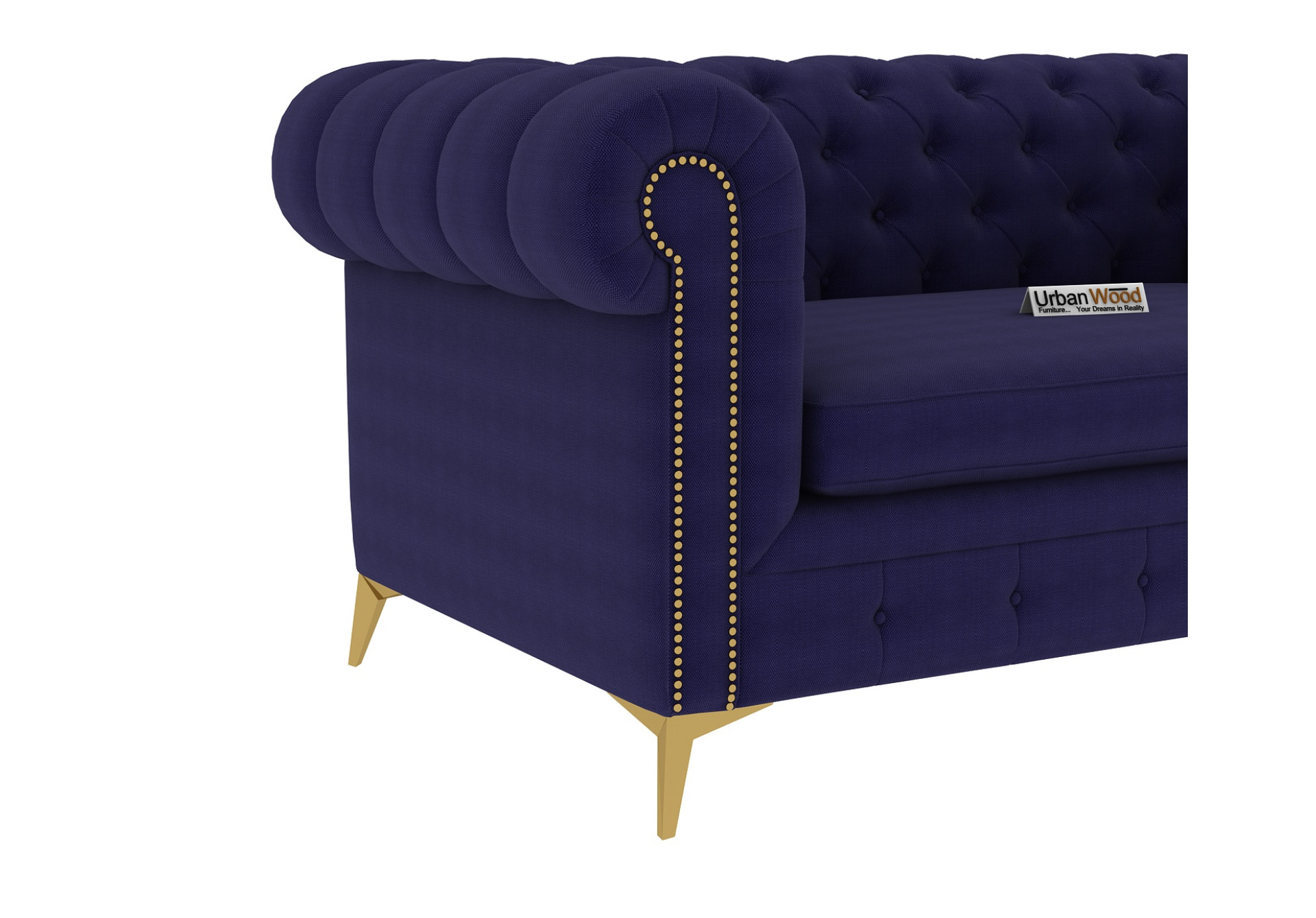 Regal 2 Seater Fabric Sofa (Cotton, Navy Blue)