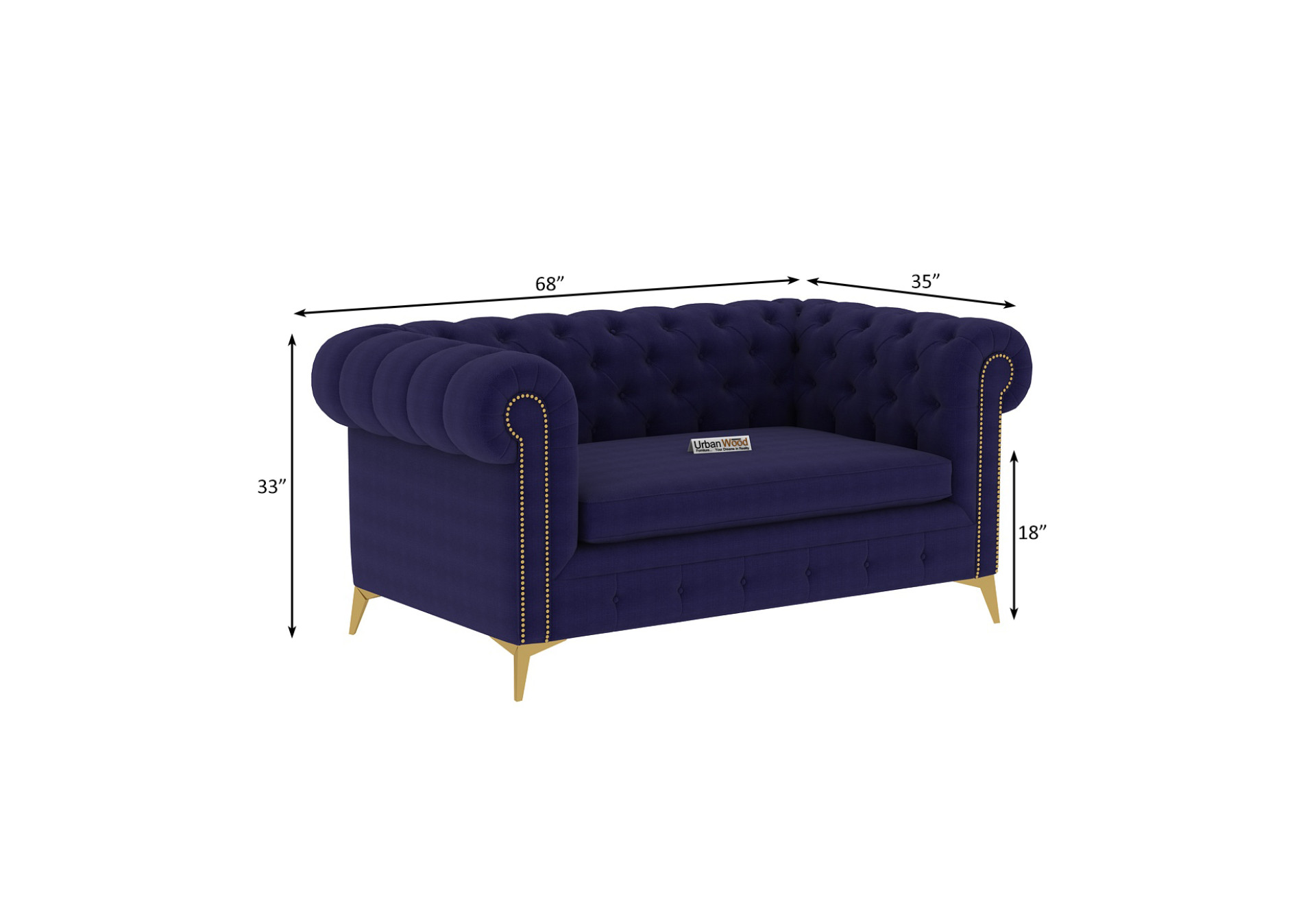 Regal 2+1+1 Seater Fabric Sofa (Cotton, Navy Blue)