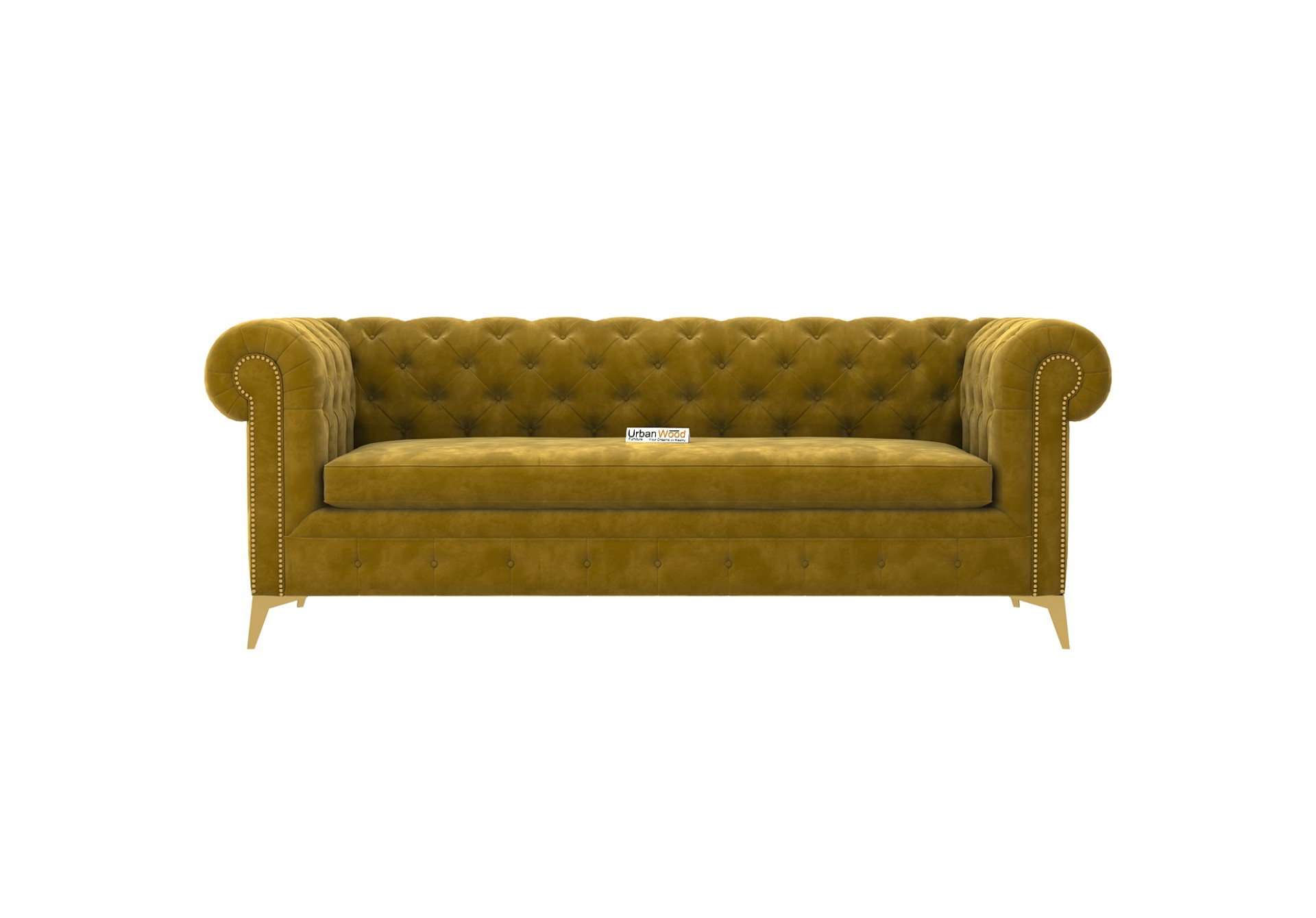 Regal 3+1+1 Seater Fabric Sofa (Velvet, Amber Gold)
