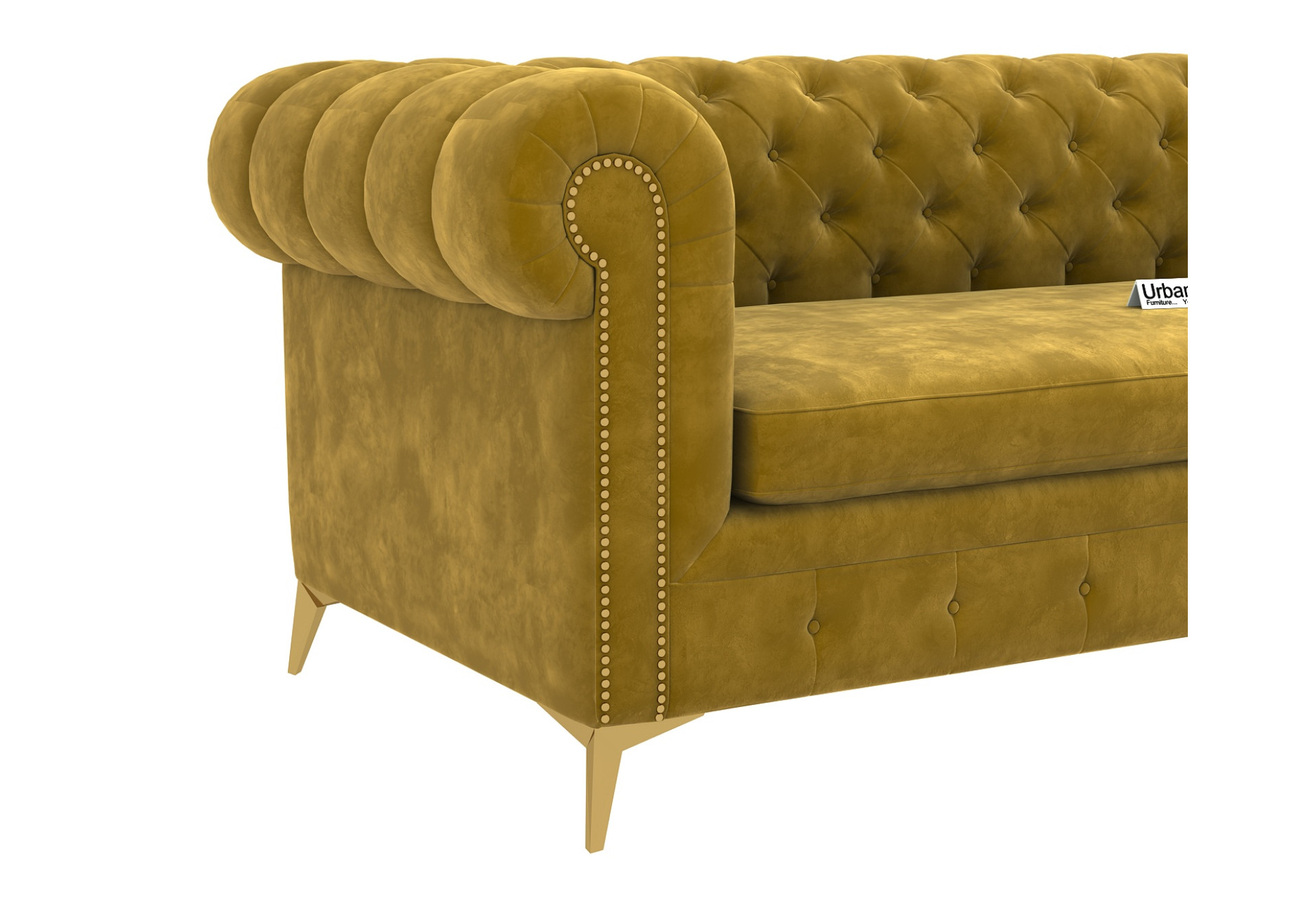 Regal 3 Seater Fabric Sofa (Velvet, Amber Gold)