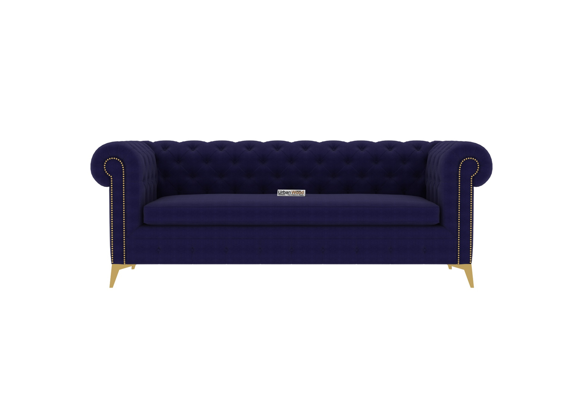 Regal 3 Seater Fabric Sofa (Cotton, Navy Blue)