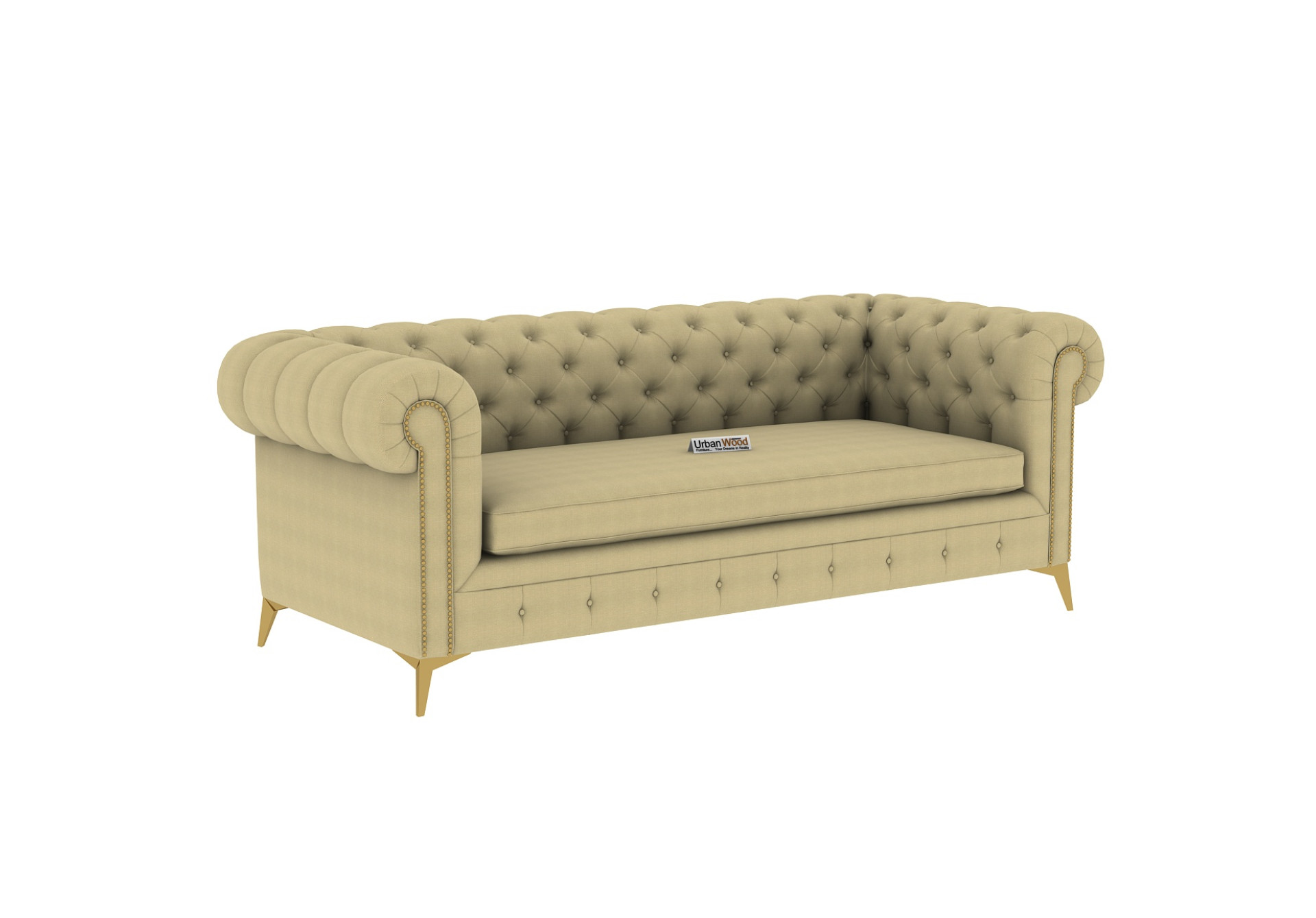 Regal 3 Seater Fabric Sofa (Cotton, Sepia Cream)