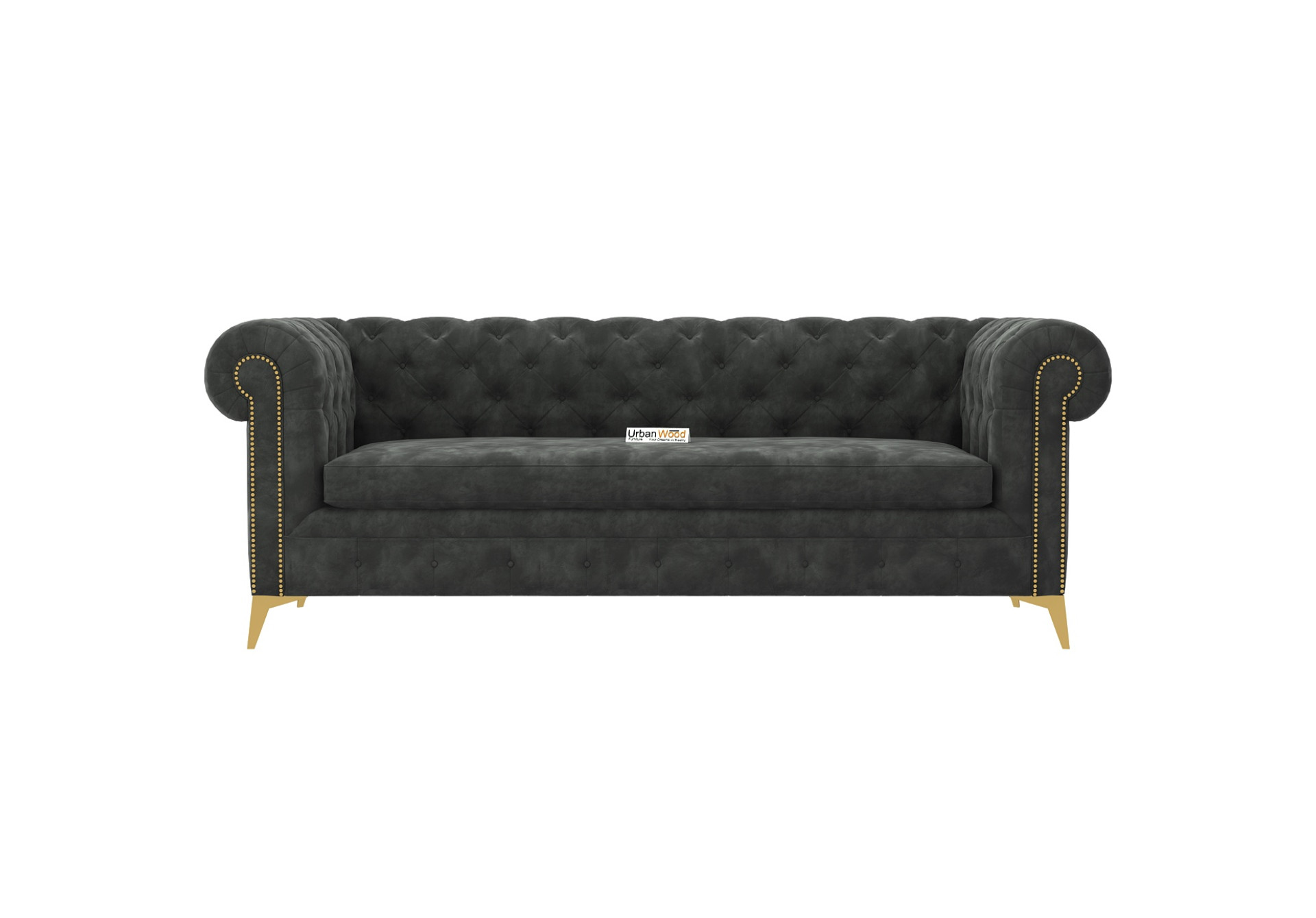 Regal 3 Seater Fabric Sofa (Velvet, Stone Gray)