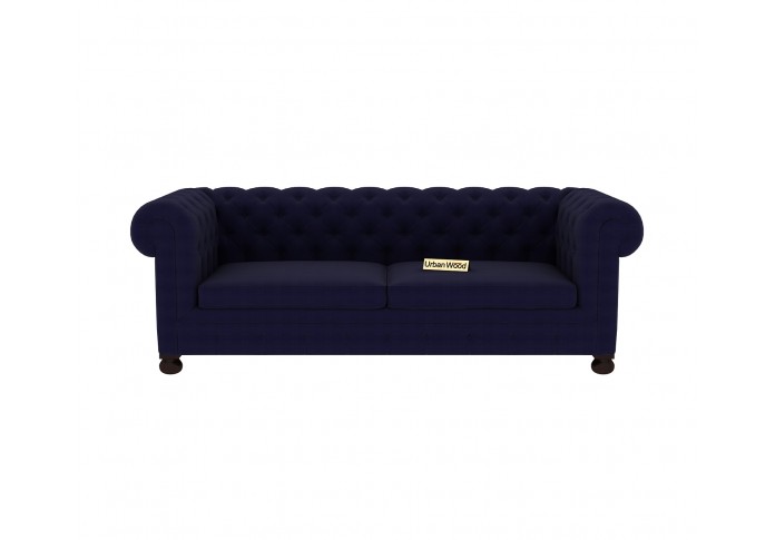 Regal 3 Seater Sofa (Cotton, Navy blue)