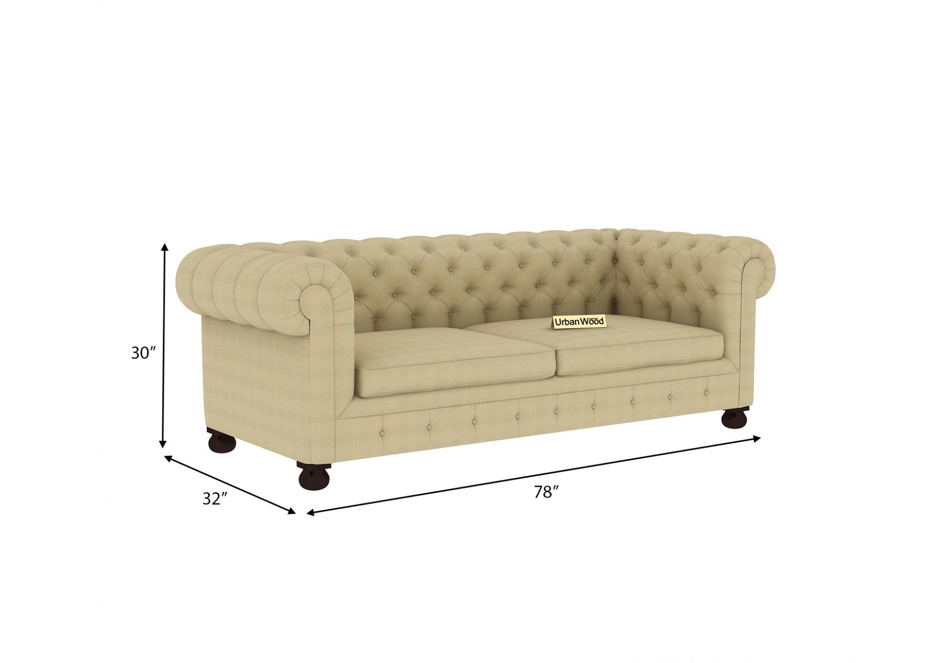 Regal 3 Seater Sofa (Fabric, Sepia cream)