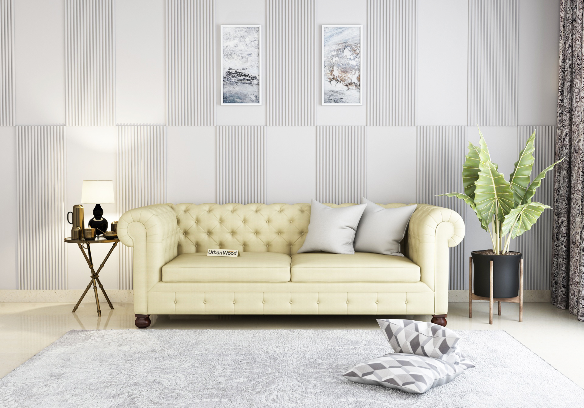 Regal 3 Seater Sofa (Fabric, Sepia cream)