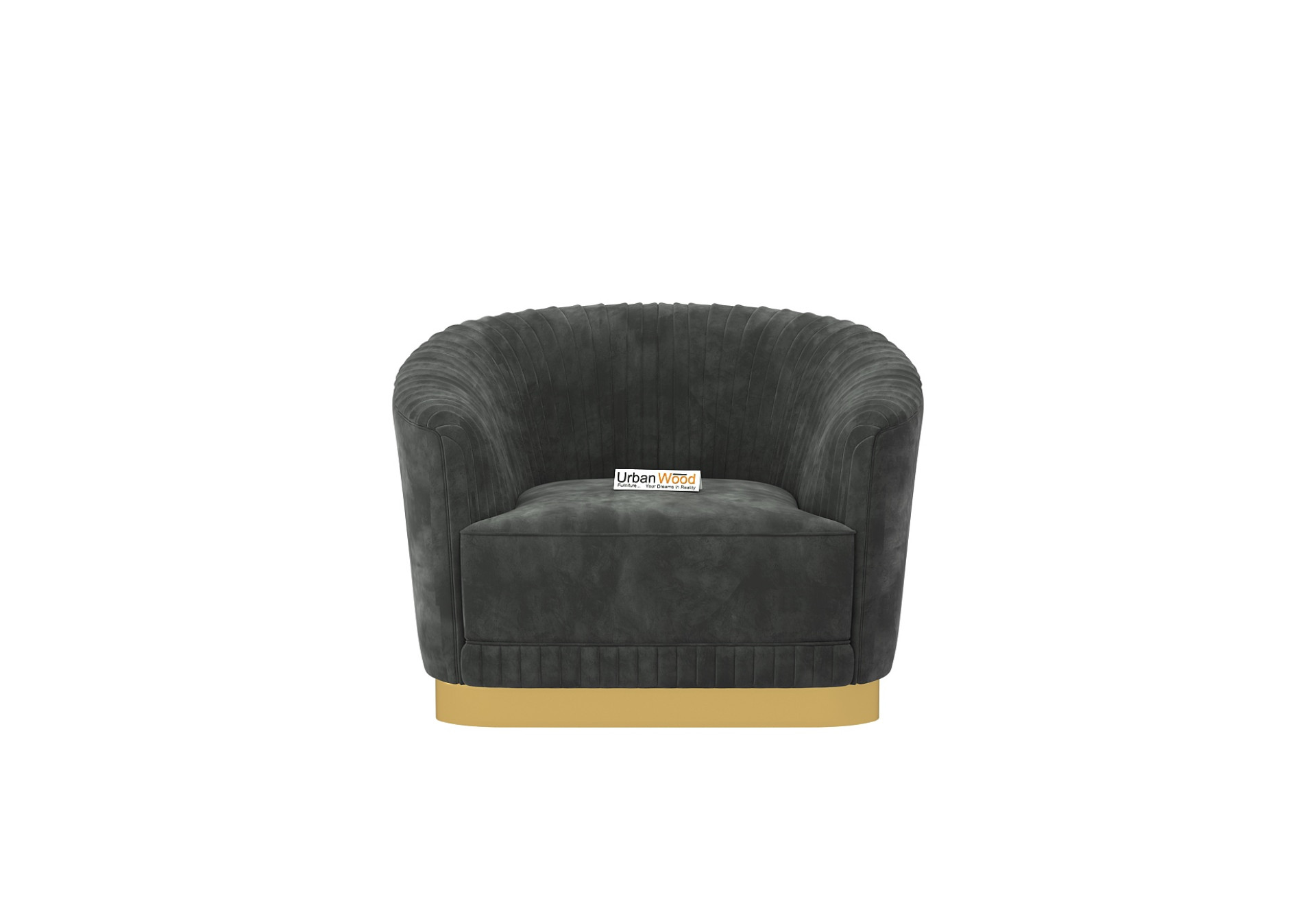 Roy 1 Seater Fabric Sofa (Velvet, Stone Grey)