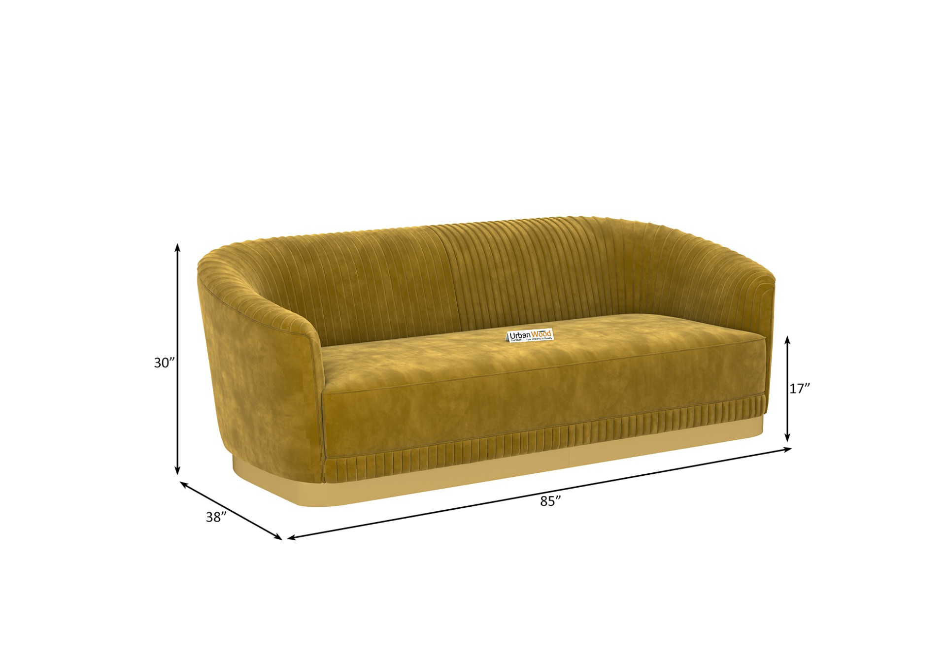Roy 3+1+1 Seater Fabric Sofa (Velvet, Amber Gold)