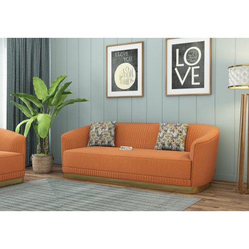 Roy 3 Seater Fabric Sofa (Cotton, Diana Orange)