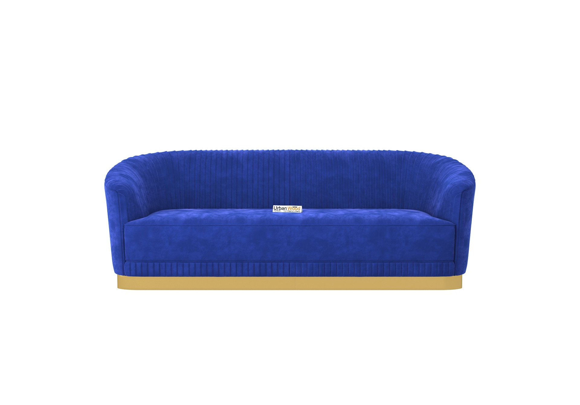 Roy 3 Seater Fabric Sofa  (Velvet, Sapphire Blue)