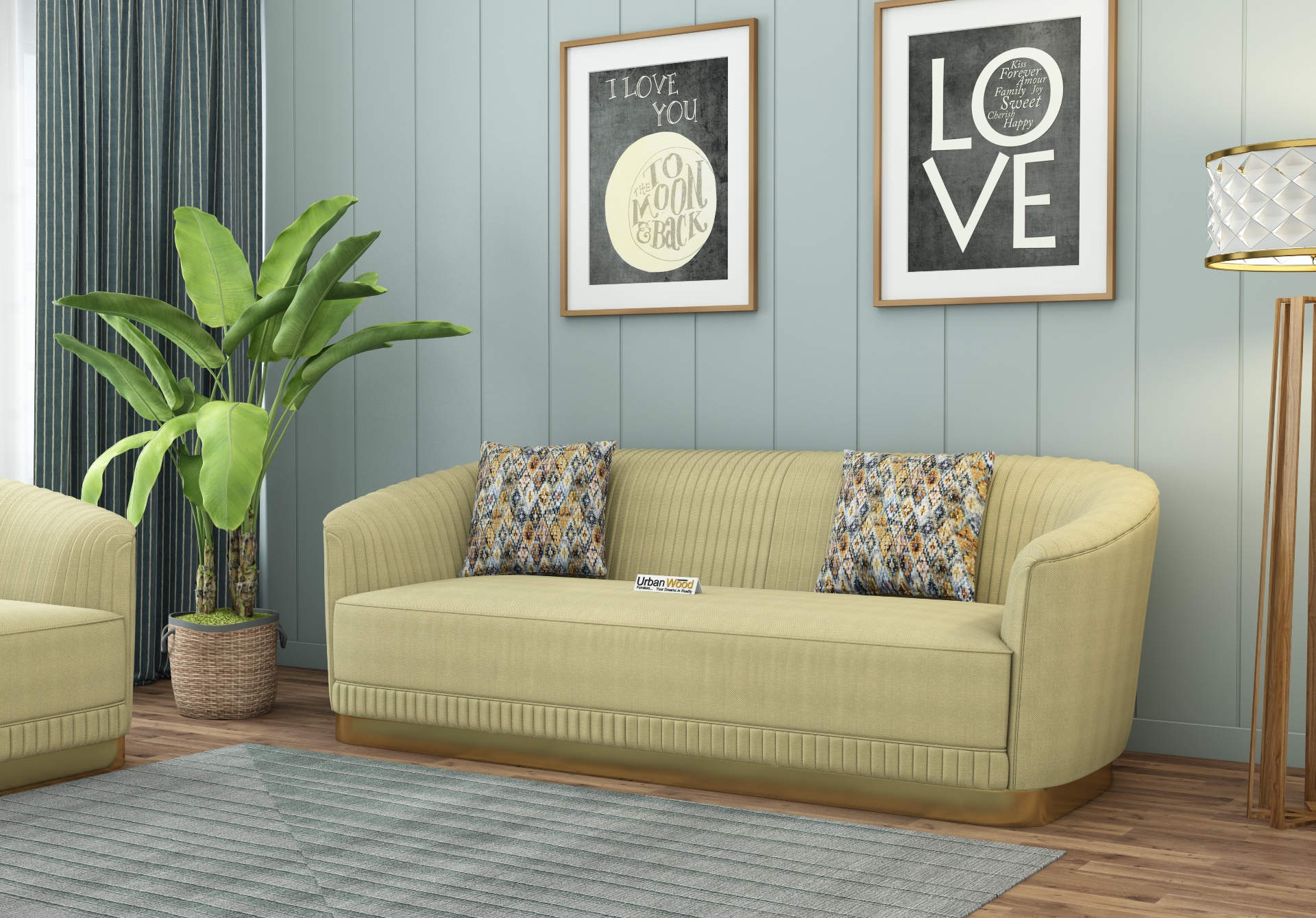 Roy 3 Seater Fabric Sofa (Cotton, Sepia Cream)