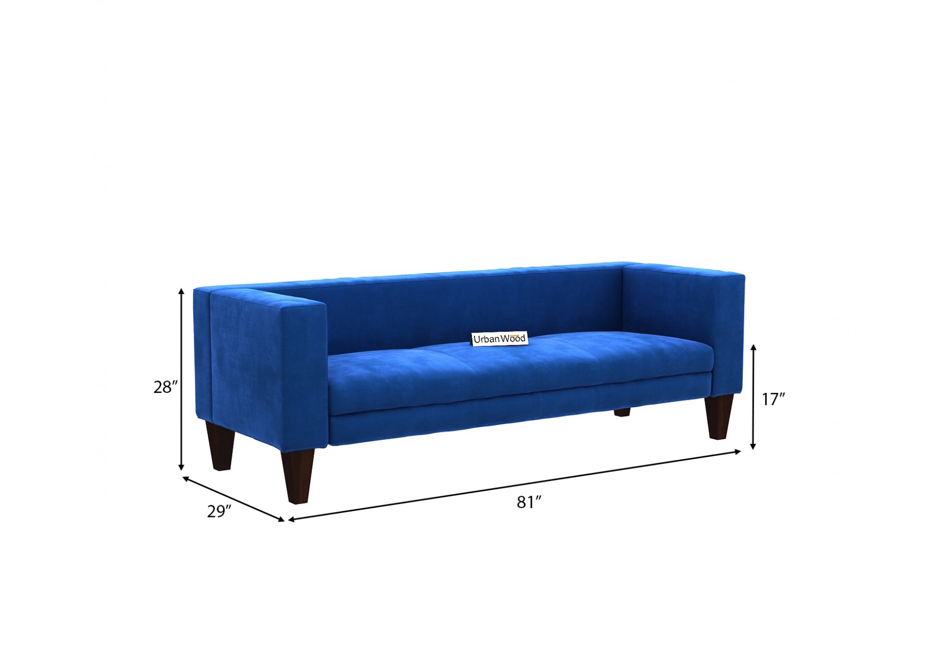 Roy 3 Seater Sofa  ( Velvet, Sapphire Blue )