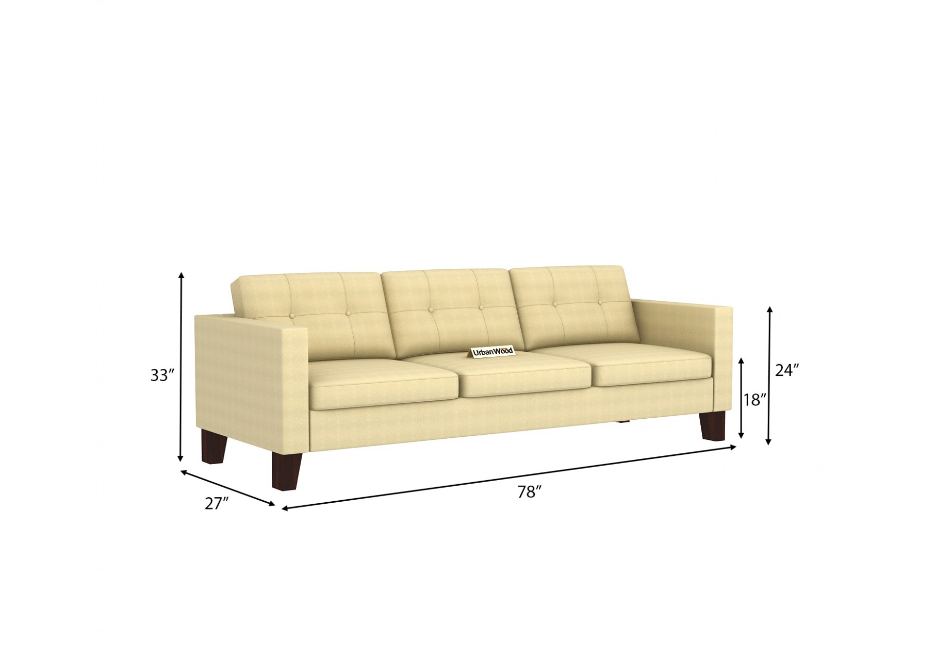 Shack 3 Seater Sofa ( Cotton, Sepia Cream )