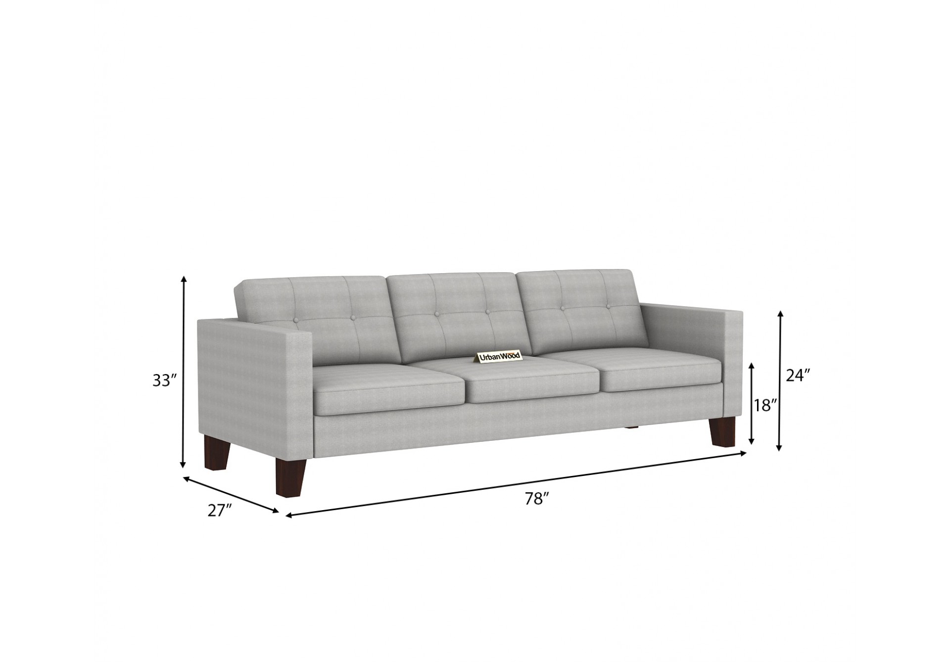 Shack 3 Seater Sofa ( Cotton, Steel Grey )