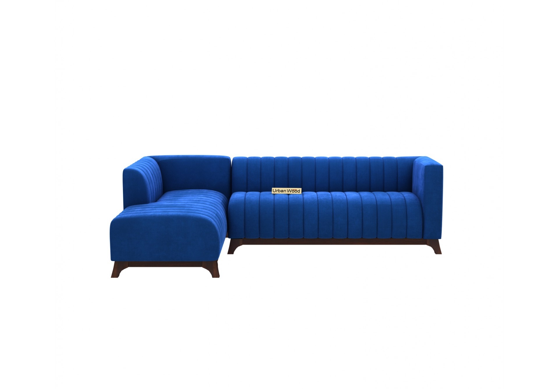 Barth L-Shaped Left Aligned Sofa ( Velvet, Sapphire blue )