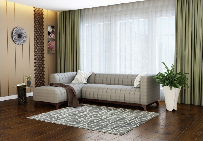 Barth L-Shaped Left Aligned Sofa ( Cotton, Steel grey )