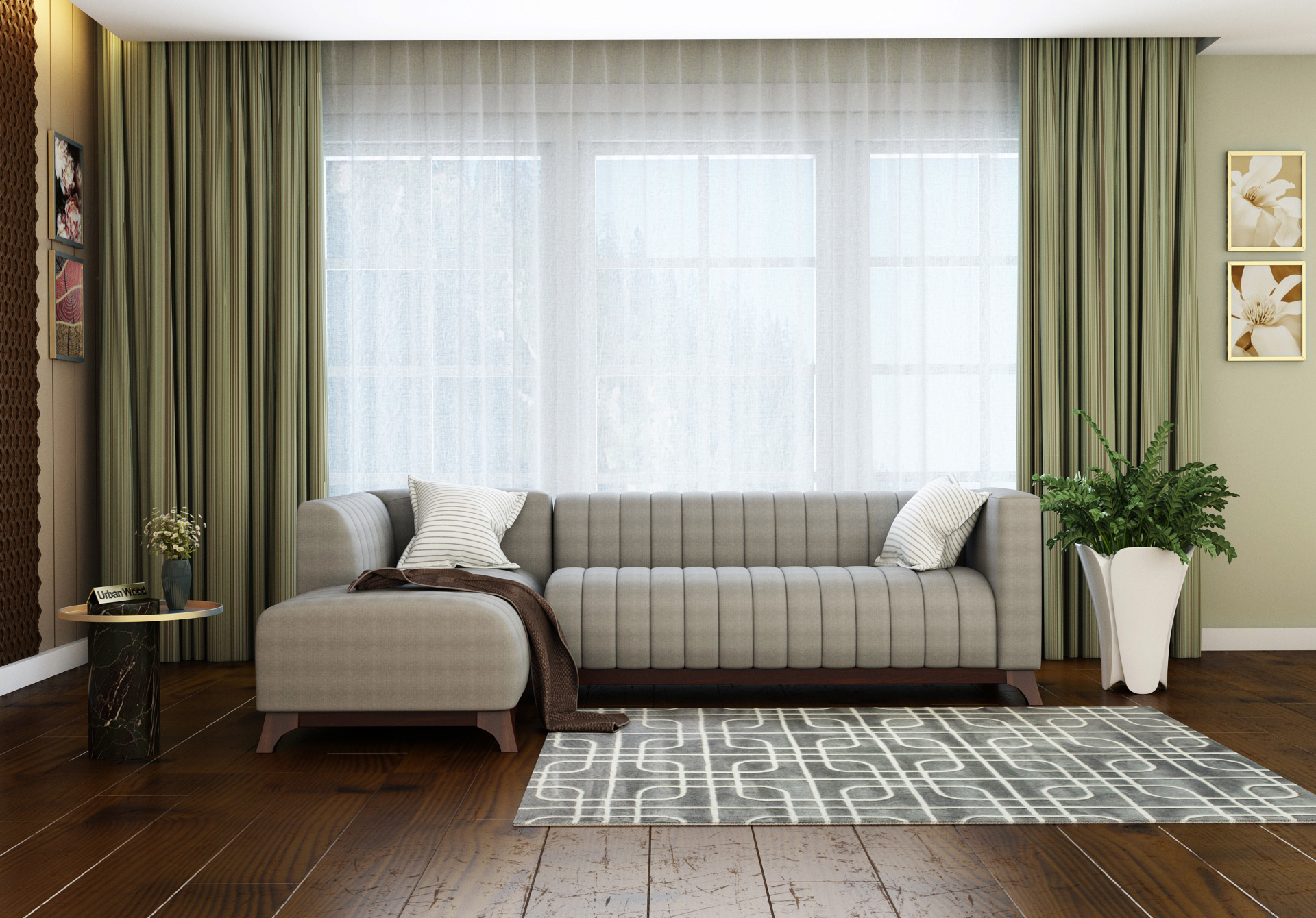 Barth L-Shaped Left Aligned Sofa <small>( Cotton, Steel grey )</small>