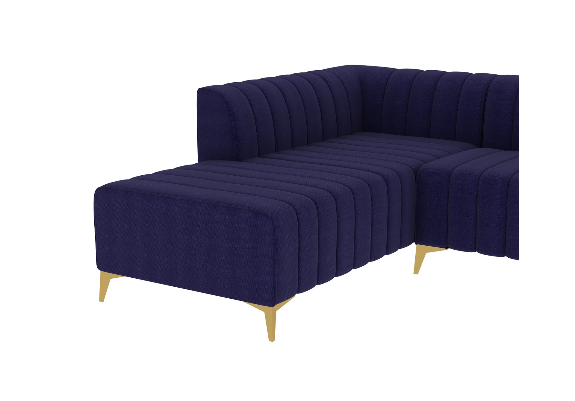 Barth L-Shaped Left Aligned Sofa ( Cotton, Navy blue )