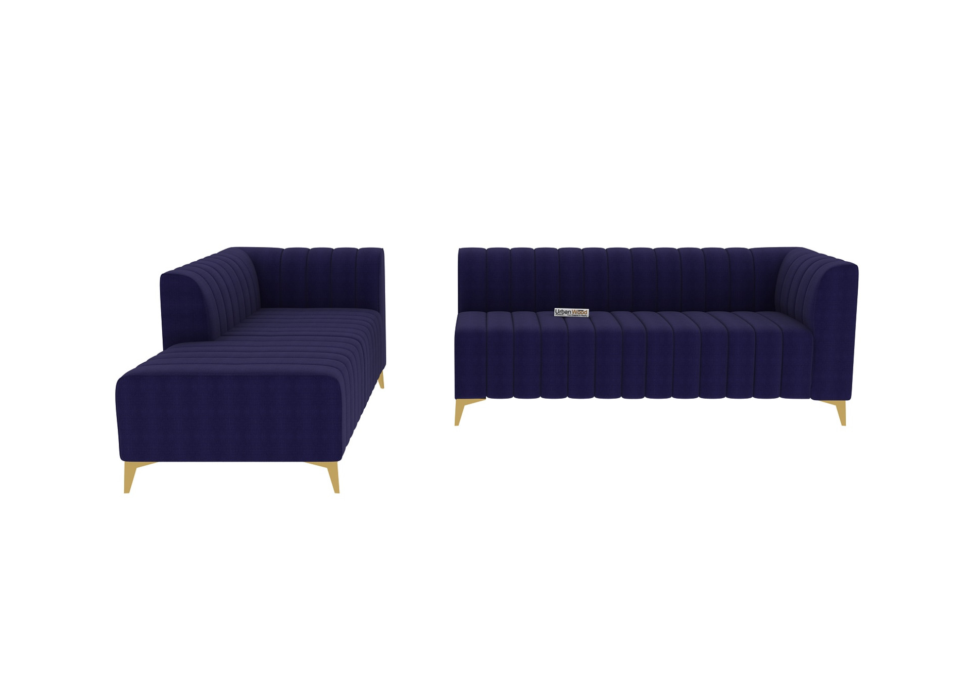 Barth L-Shaped Left Aligned Sofa ( Cotton, Navy blue )