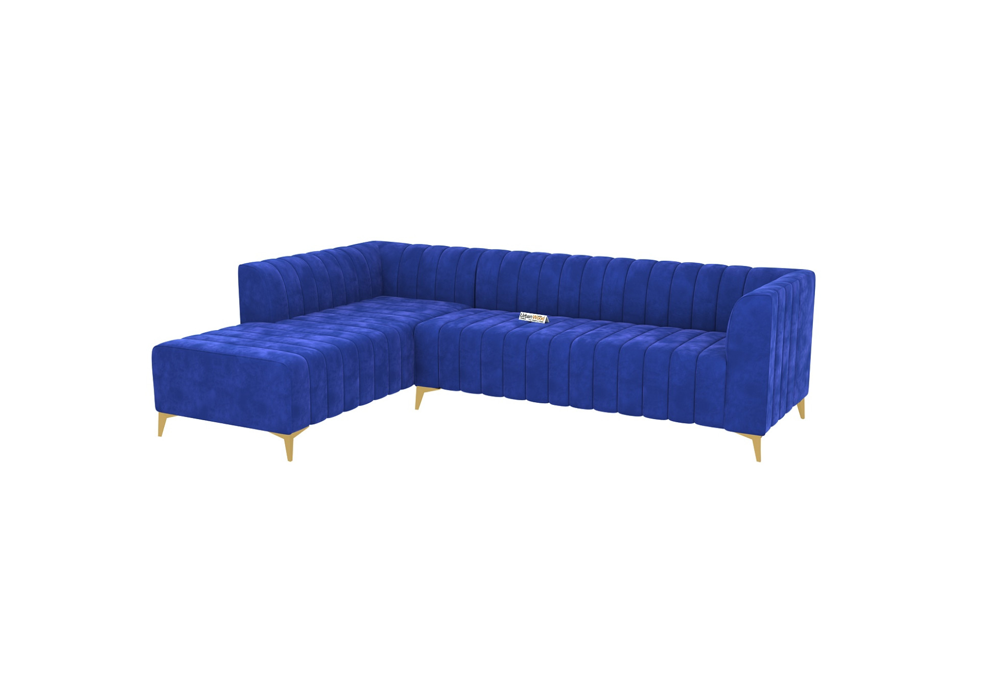 Barth L-Shaped Left Aligned Sofa ( Velvet, Sapphire blue )