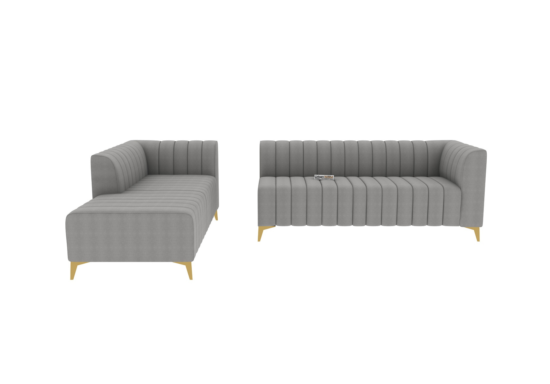 Barth L-Shaped Left Aligned Sofa ( Cotton, Steel grey )