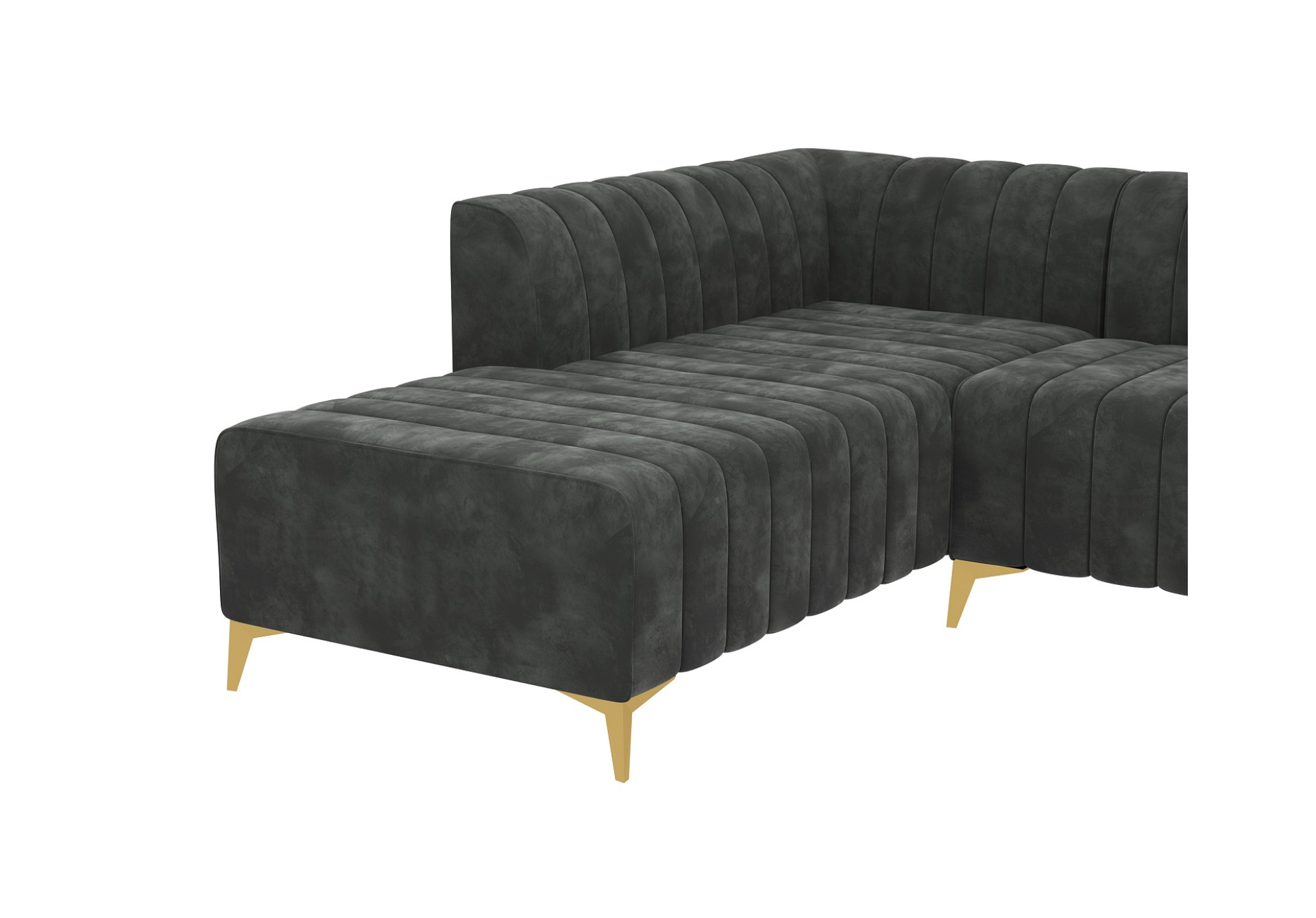 Barth L-Shaped Left Aligned Sofa ( Velvet, Stone grey )