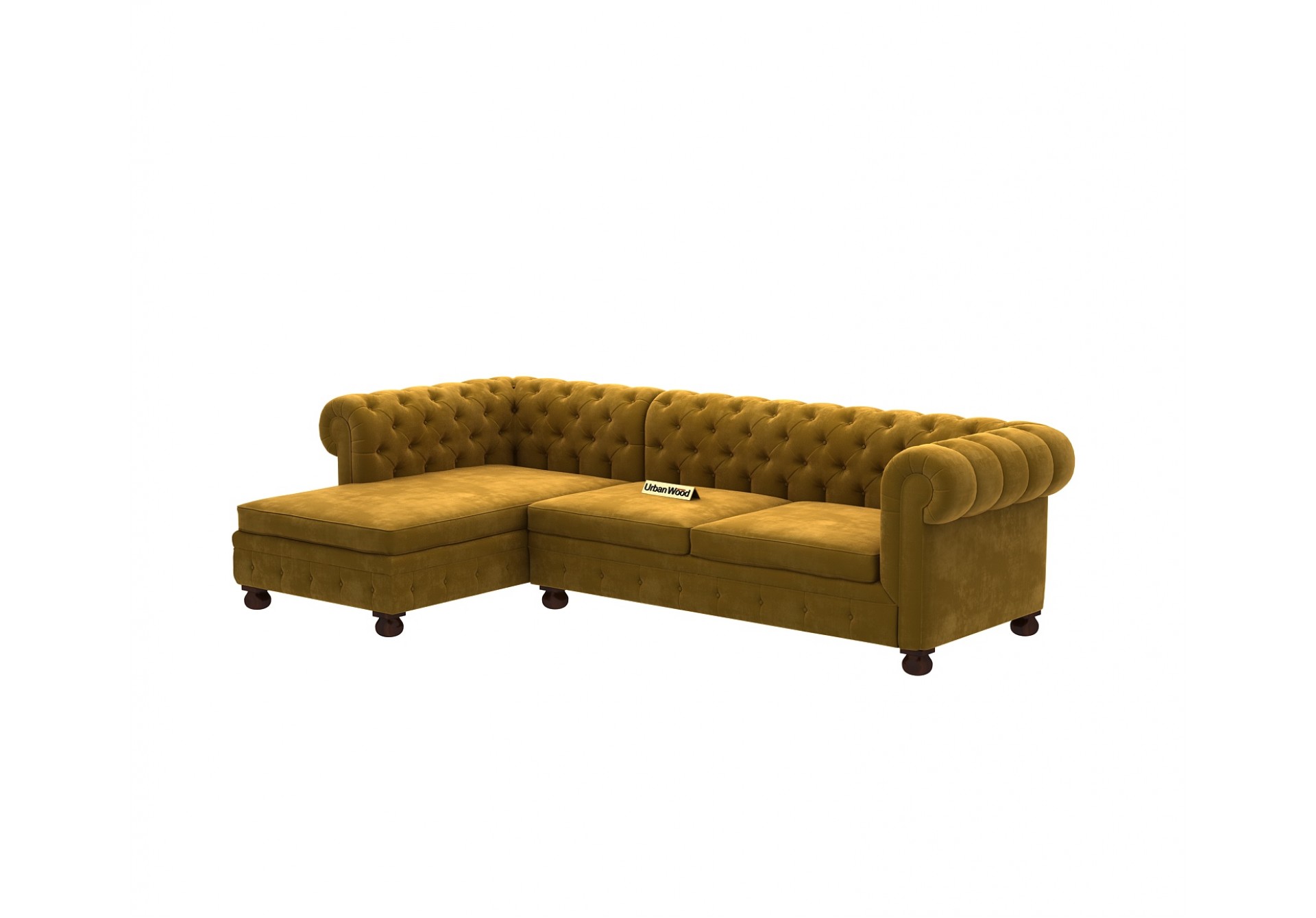 Beck L-Shaped Left Aligned Sofa ( Velvet, Amber gold )