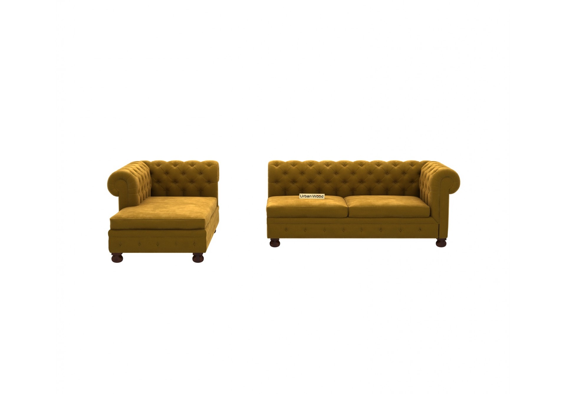 Beck L-Shaped Left Aligned Sofa ( Velvet, Amber gold )