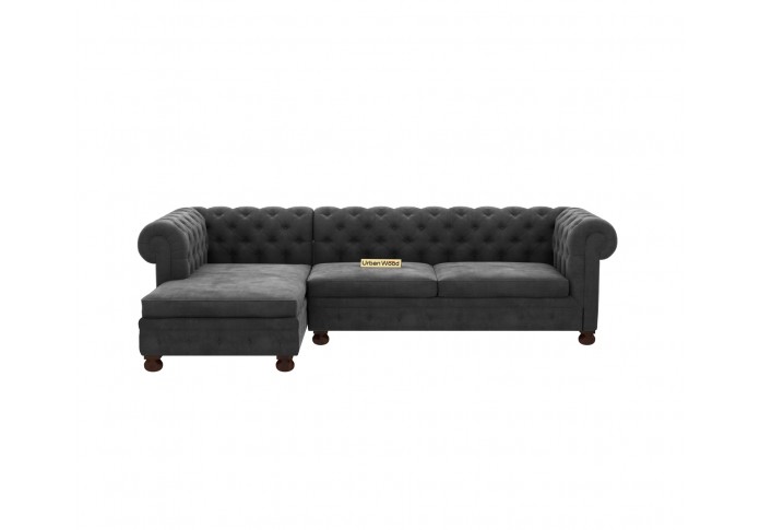 Beck L-Shaped Left Aligned Sofa ( Velvet, Stone grey  )