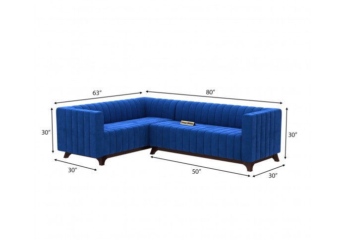 Jackson L-Shaped Left Aligned Sofa ( Velvet, Sapphire blue )