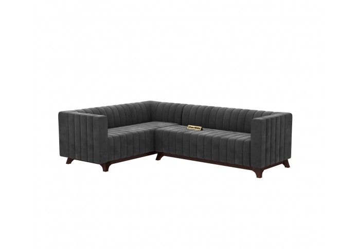 Jackson L-Shaped Left Aligned Sofa ( Velvet, Stone Grey )