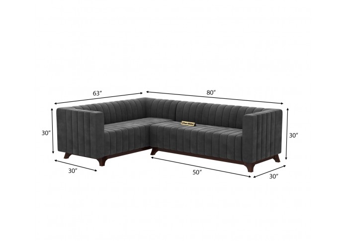 Jackson L-Shaped Left Aligned Sofa ( Velvet, Stone Grey )
